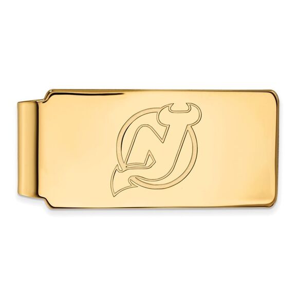 14k Yellow Gold NHL New Jersey Devils Money Clip - Picture 1 of 3